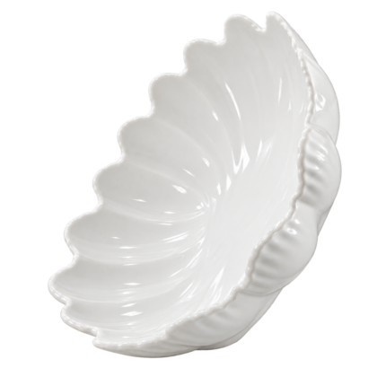 Plat de présentation blanc forme feuille