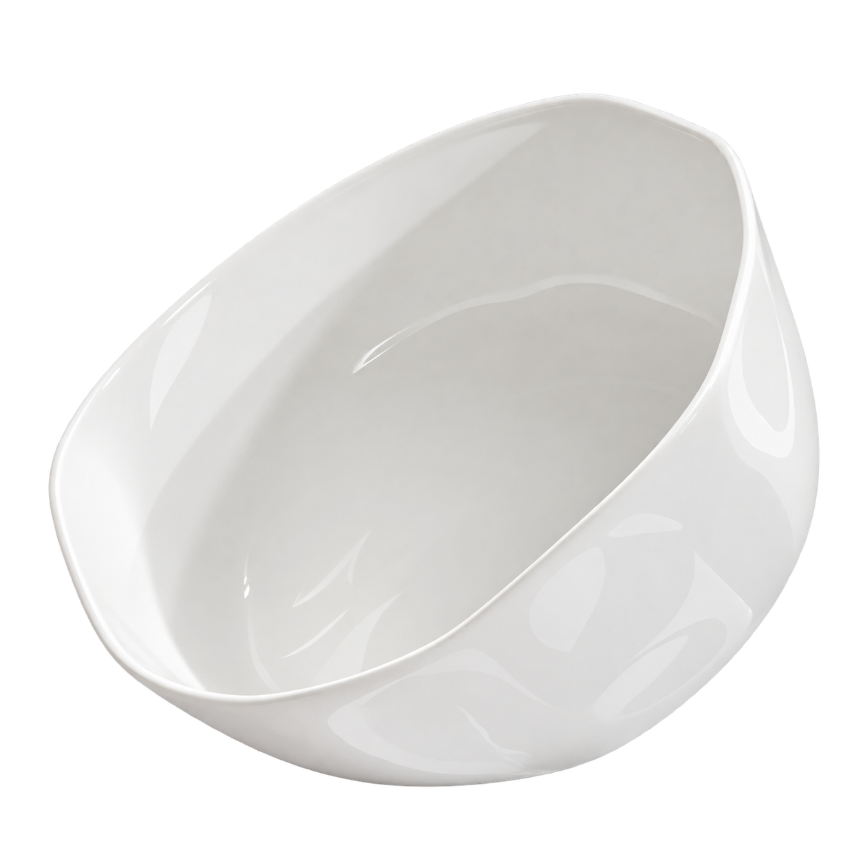 Saladier blanc à ouverture inclinée