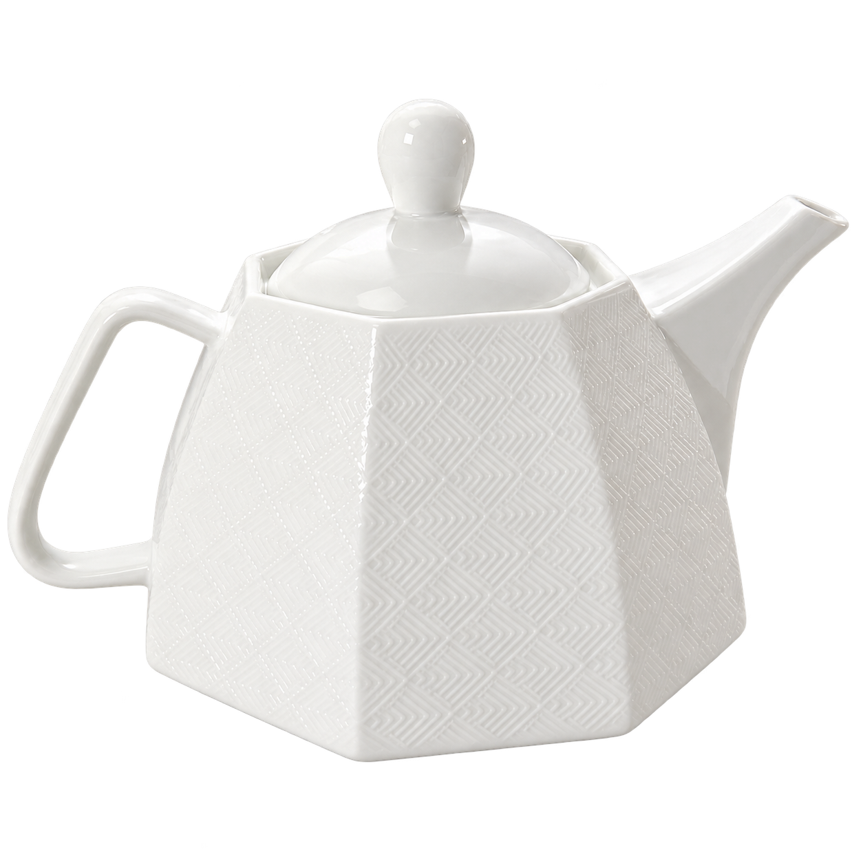 Théière blanche géométrique texturée