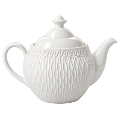 Théière blanche à reliefs ondulés