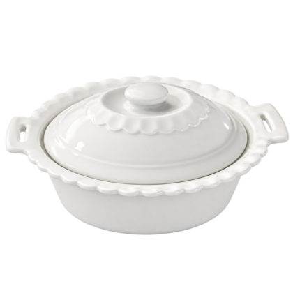 Plat de service blanc avec couvercle