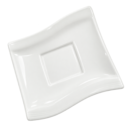 Assiette carrée blanche à lignes courbes